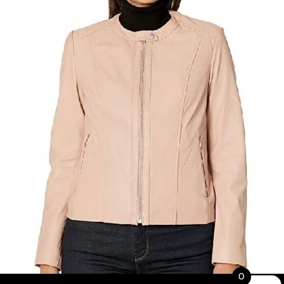 Cole Haan Lambskin Stand Collar Moto Jacket Size S - Picture 1 of 14